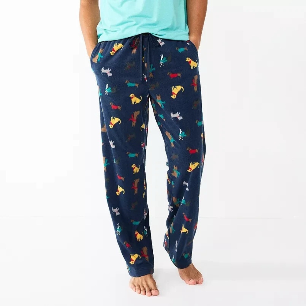Mens’ Sonoma Navy Pajama Pants with Colorful Animal Print